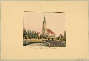 Stadtansicht von Börln (Dahlen-Börln), Teil einer von Louis Schmidt oder L. Kretzschmar lithographierten, kolorierten Serie von Kirchen