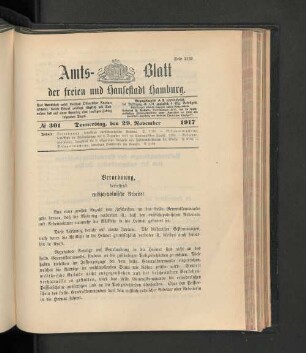 No. 301, 29. November 1917