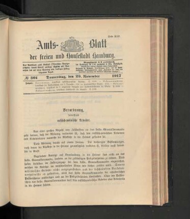 No. 301, 29. November 1917