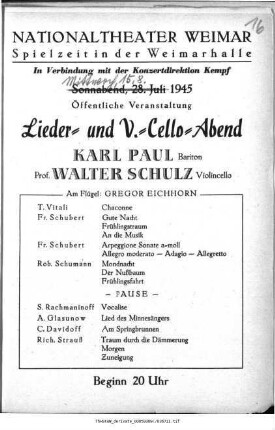Lieder- und Violoncello-Abend