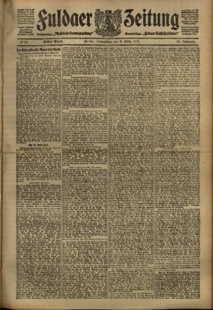 Erste Ausgabe vom Donnerstag, den 09. März 1911.