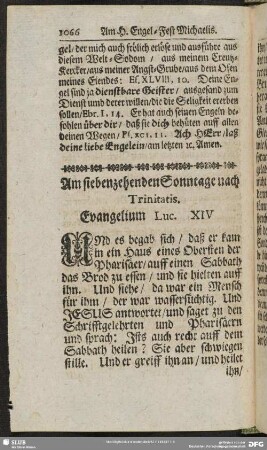 Am siebenzehenden Sonntage nach Trinitatis. Evangelium Luc. XIV