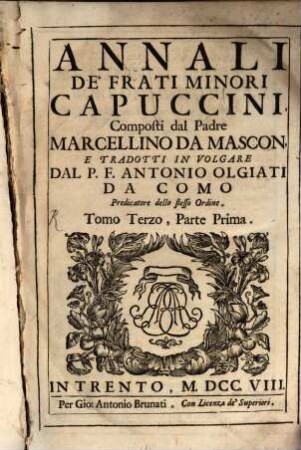 Annali de'frati Minori Capuccini, Tomo terzo, parte prima