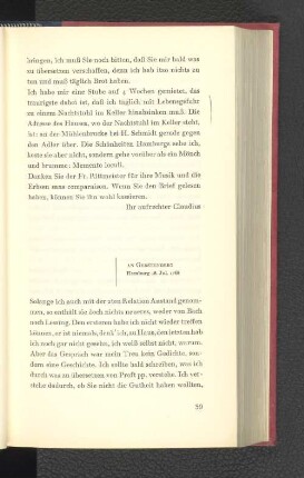 An Gerstenberg Hamburg, den 18. Juli 1768