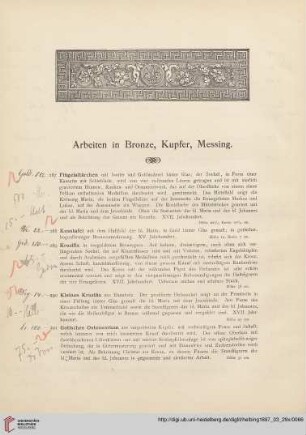 Arbeiten in Bronze, Kupfer, Messing (Nr.287-448)