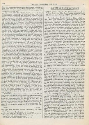 874-876 [Rezension] Bettray, Johannes, Die Akkomodationsmethode des P. Matteo Ricci S. J. in China