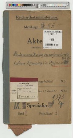 Fondverwaltung des außerordentlichen Haushalts: Bd. 1