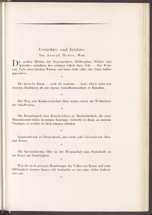Gedachtes und Erlebtes