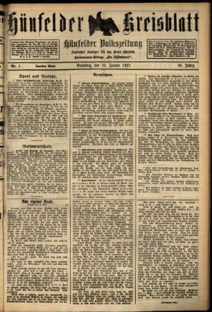 Zweite Ausgabe vom Samstag, den 10. Januar 1925.