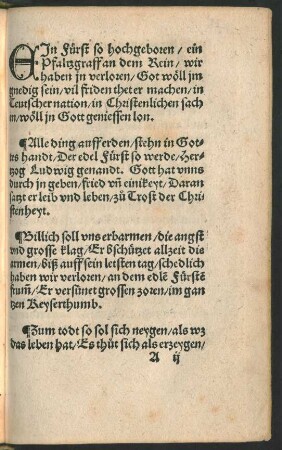 EJn Fürst so hochgeboren/ ein || Pfaltzgraff an dem Rein/