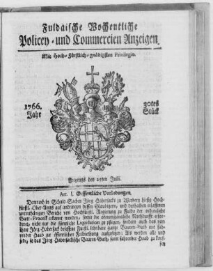 30tes Stück, Ausgabe vom 25. Julii 1766
