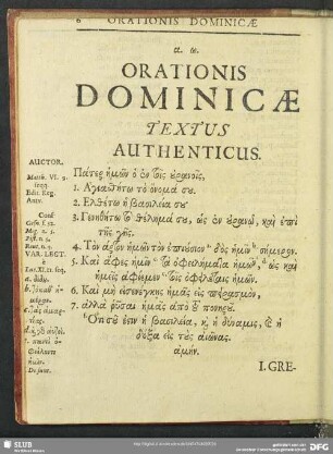 Orationis Dominicae Textus Authenticus