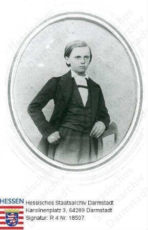 Heidenreich, August Dr. phil. (1846-1913) / Porträt in Medaillon, stehend, Kniestück