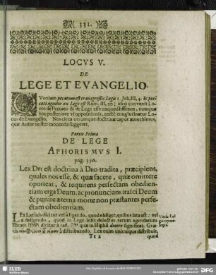 Locus V. De Lege Et Evangelio