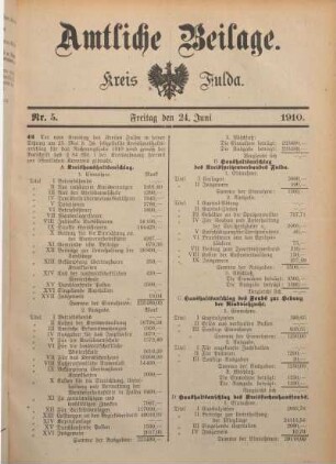 5: Beilage vom Freitag, 24. Juni 1910