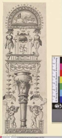 [Ornament mit Vase zwischen zwei Putten; Ornament with a vase between two cupids]
