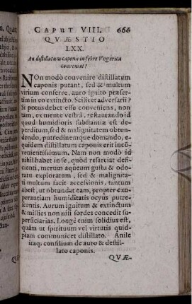 Quaestio LXX. An distillatum caponis in febre Ungarica conveniat?