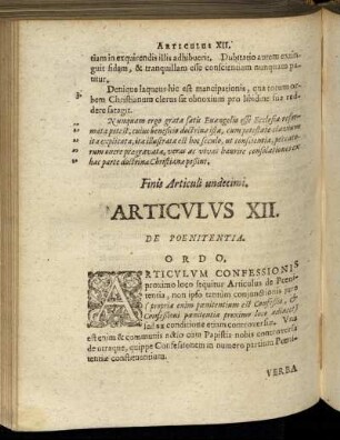Articulus XII. De Poenitentia.