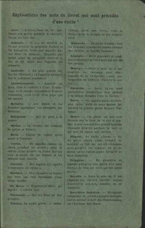 Explications des mots du livret quisont précédés d'une étoile
