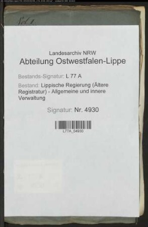 Überwachung wandernder Handwerksgesellen, Bd. 1