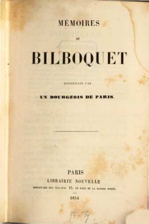 Mémoires de Bilboquet. 1
