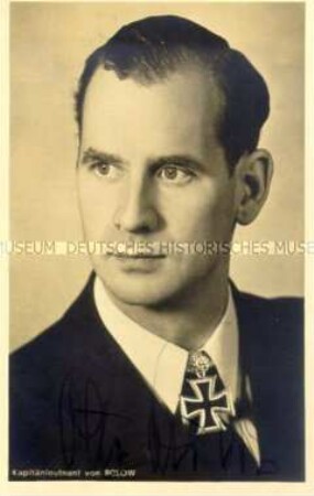 Autogrammpostkarte von Ritterkreuzträgern des Zweiten Weltkriegs: Kapitänleutnant von Bülow