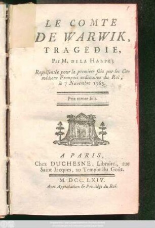 Le Comte De Warwik : Tragédie