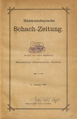 Südwestdeutsche Schach-Zeitung. 2. 1887
