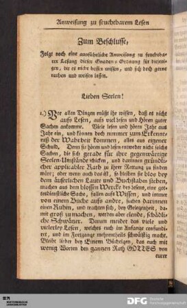 Anweisung zu fruchtbarem Lesen bey dieser verbesserten Edition.