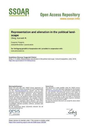 Representation and alienation in the political land-scape