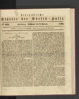 No 679. Hamburg. Mittwoch, den 25. Januar. 1832.