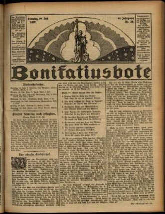 Erste Ausgabe vom Sonntag, den 10. Juli 1927.