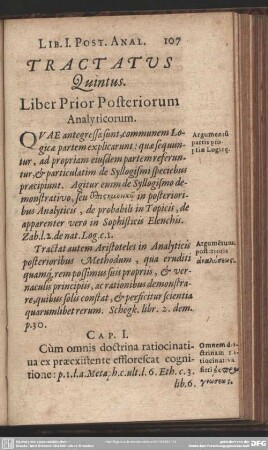 Tractatus Quintus. Liber Prior Posteriorum Analyticorum