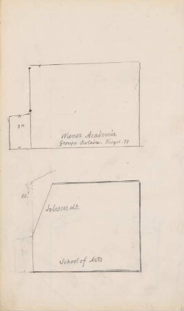Studien zum Lichteinfall anhand der Wiener Akademie und School of Arts, Glasgow: Schnitte (aus: Skizzenalbum 3)