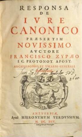 Responsa De Ivre Canonico Praesertim Novissimo
