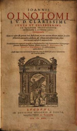 In quatuor Insitutionum imperialium Iustiniani libros commentarii