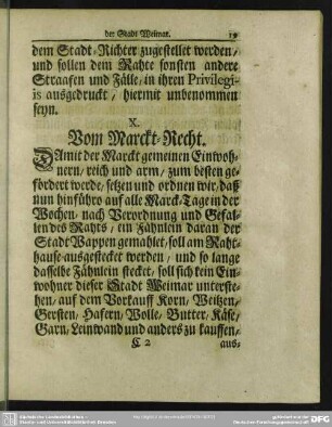 X. Vom Marckt-Recht