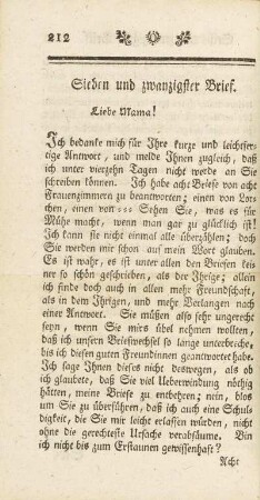 Sieben und zwanzigster Brief