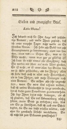 Sieben und zwanzigster Brief