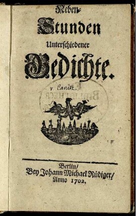 Neben-Stunden Unterschiedener Gedichte