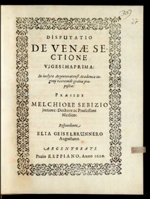21: Disputatio De Venae Sectione ...