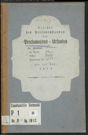 Zivilstandsregister der katholischen Gemeinde Albaxen, Kreis Höxter (A 1812) (Gemeinde: Katholische Gemeinde Albaxen, Kreis Höxter)