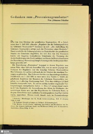Gedanken zum „Provenienzgrundsatze"