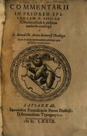 Commentarii In Priorem Epistolam D. Pavli Ad Corinthios : facili & perspicua methodo conscripti