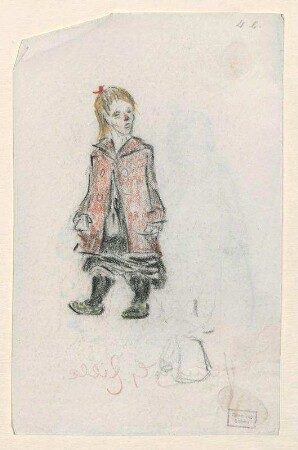 Ausgezehrtes Mädchen mit rotem Mantel