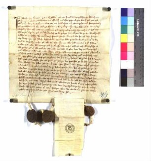 Albrecht von Altingen, genannt Söldner, und seine Frau Irmel Rumplochin vergeben ihre Güter zu Auerbach an das Kloster Herrenalb.