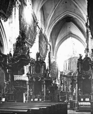 Henryków / Heinrichau (Polen), ehem. Zisterzienserabtei, St. Maria Himmelfahrt und St. Johannes Bapt., Inneres, nach Osten