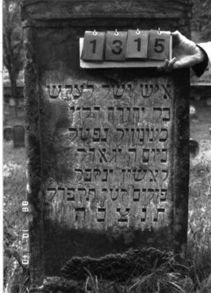 Grabstein 1315 (Index: 100098343) Maße HxBxT: 127x67x9 cm Symbolik: Levitenkanne: Grabstein 1315 (Nachholaufnahme)