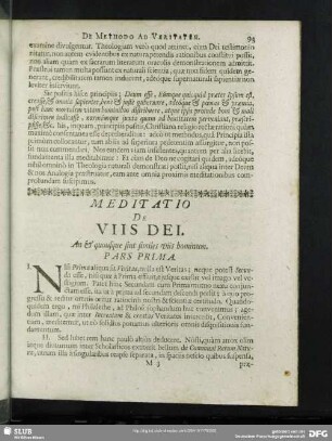 Meditatio De Viis Dei