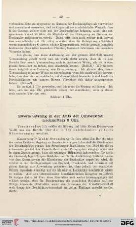 Zweite Sitzung in der Aula der Universität, nachmittags 3 Uhr